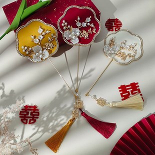 结婚迷你小扇子新中式国潮喜扇新娘晨袍巴掌秀禾团扇婚礼手持道具