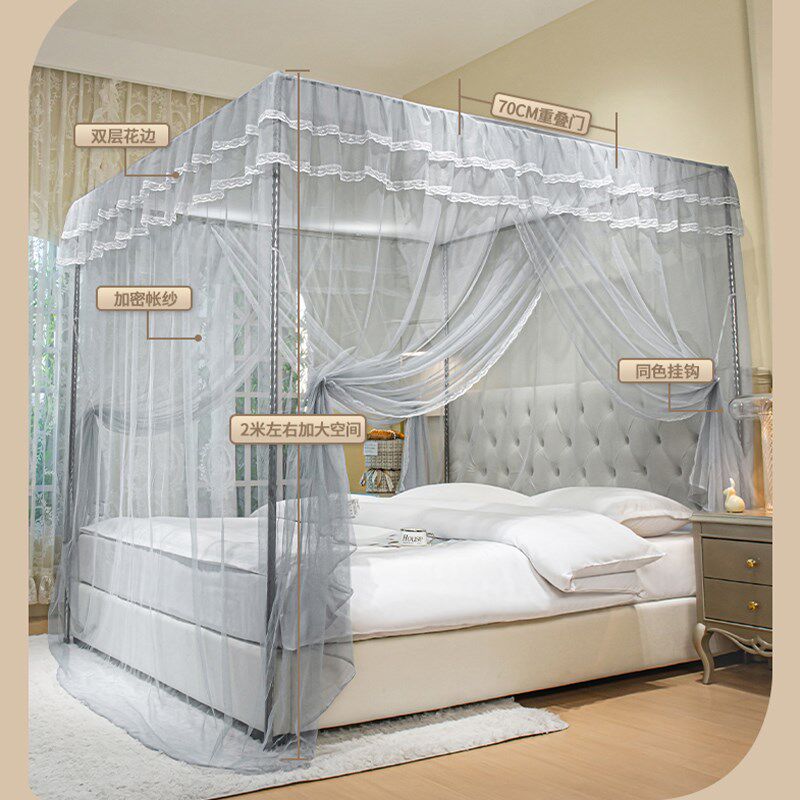 2024新款单开门蚊帐家用卧室帐子1.5米1.8M单双人落地式一门纹帐