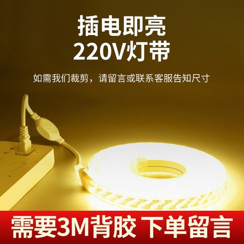 led灯带家用吊顶装饰自粘220V户外超亮防水白光暖光线条性软灯条