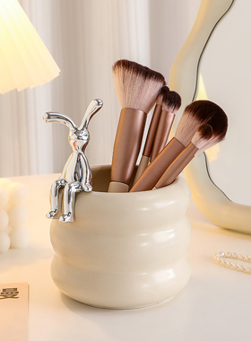 少女心可爱笔筒高级感大容量学生桌面收纳盒办公室卧室化妆台笔架