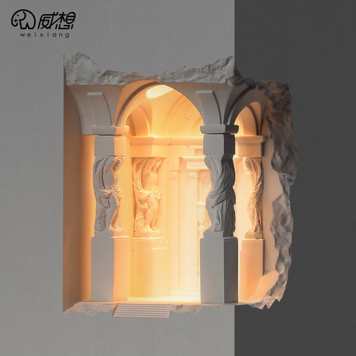 亚特兰蒂斯墙角石膏灯嵌入式内嵌墙壁灯预埋感应香薰宫殿壁龛灯