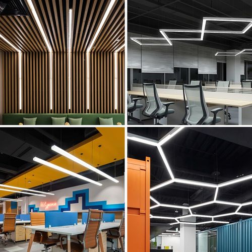 五面发光方通灯办公室会议室舞蹈室高亮led灯管拼接造型吊线灯条