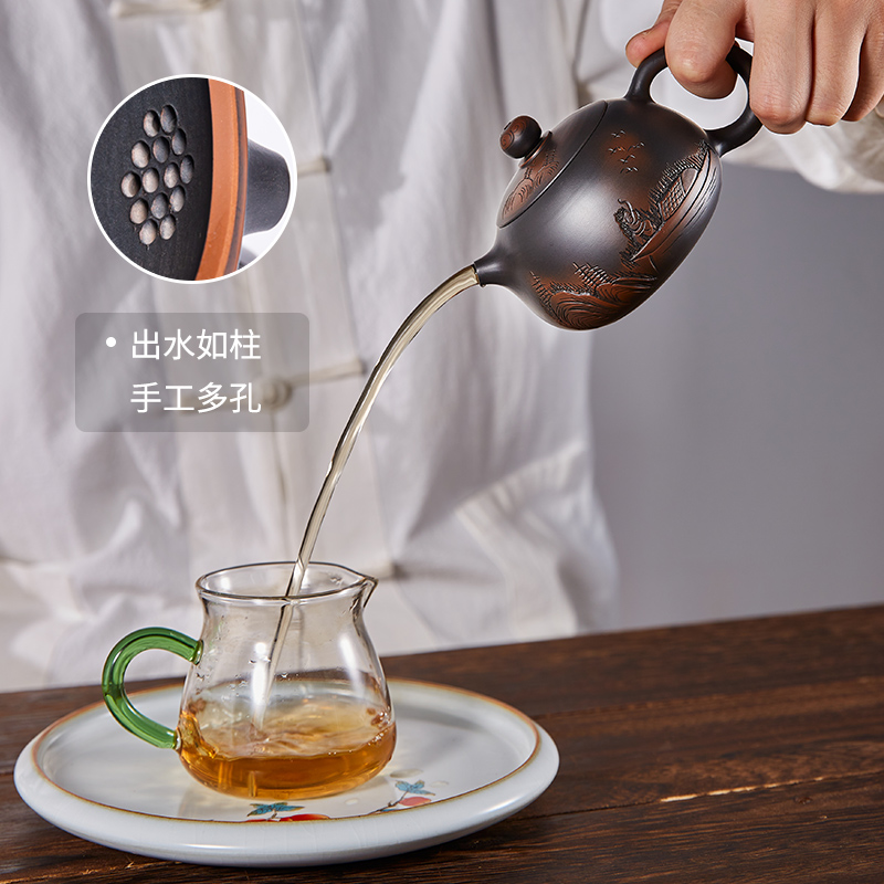 【西施壶】云南建水紫陶茶壶李昊全手工倒把扁西施壶茶具陶壶单壶