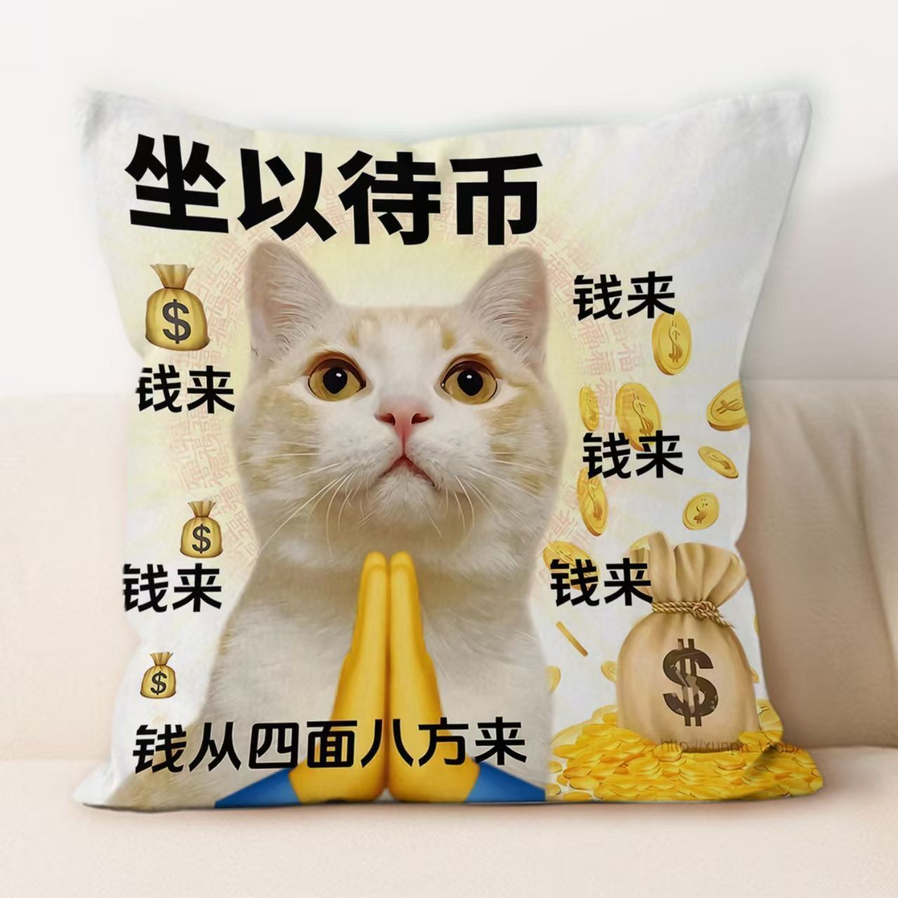 励志猫猫表情包抱枕居家沙发装饰抱枕汽车护腰抱枕宿舍午休抱枕套