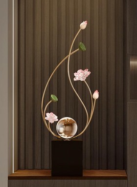 小中装式玄关饰摆件高级感r众客厅电视柜展示酒柜装新饰品荷花TT2