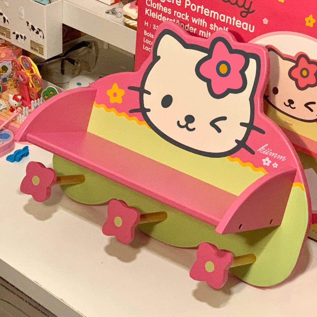 少女心多功能木制粉色挂钩置物架墙挂可爱卡通图案造型家居挂钩