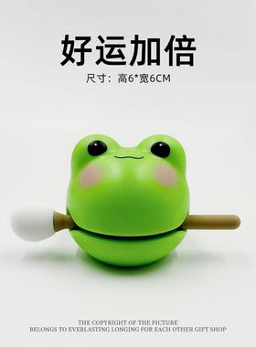 【好运加倍】桌面摆件好运连连小青蛙木鱼工位治愈情绪稳定礼物