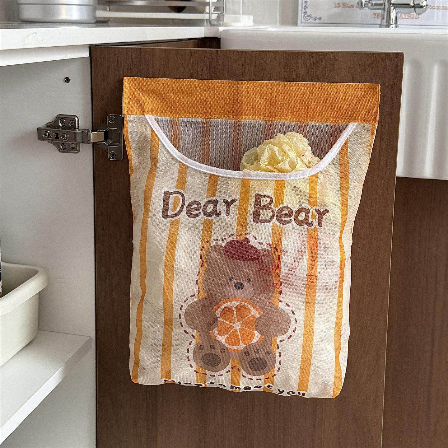 *漂亮的小姨妈*可爱卡通厨房垃圾袋收纳神器大容量塑料袋挂袋网兜