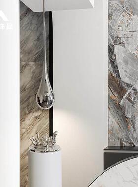 售楼处酒店大堂商场抽象吊装水滴雕塑挂饰玻璃钢创意葫芦水花装饰