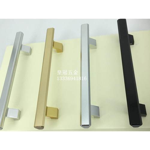 无框玻璃门推拉门把手移门大拉手铝合金重型280孔距木门明装黑色