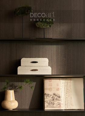 样板间书房书柜搁物架陈列展示新中式雕塑画马到成功壁龛摆件