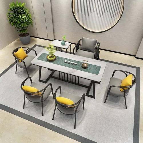 轻奢岩板茶台办公家用客厅茶几阳台泡茶简约现代茶桌椅组合