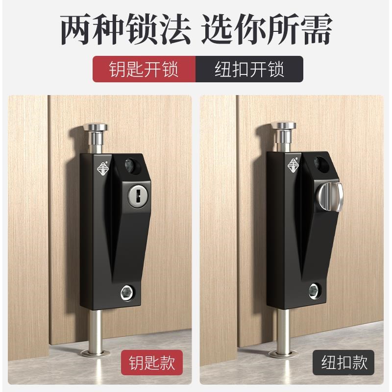 地锁有框玻璃地弹门锁铝合金旋转门插销锁落N地插锁防盗自动插销