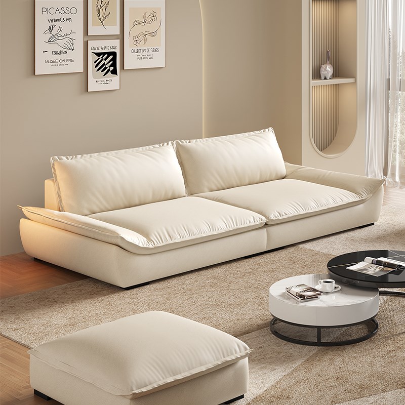 法式奶油风宽大j坐深帆船沙发客厅小户型现代简约科技布艺轻奢直