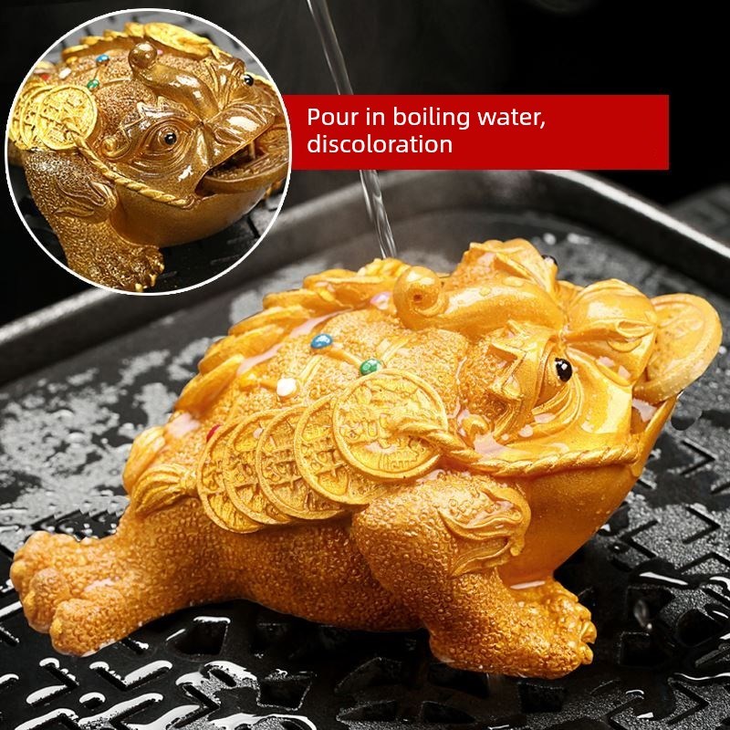 变色茶宠物可养g摆件,金蟾蜍蟾蜍牛茶几茶盘饰品精美水