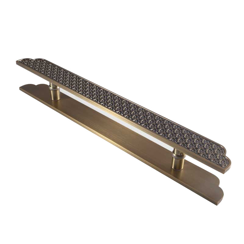 定制LObGO刻字金属中式玻璃门拉手不锈钢古铜大门双开门把手仿古