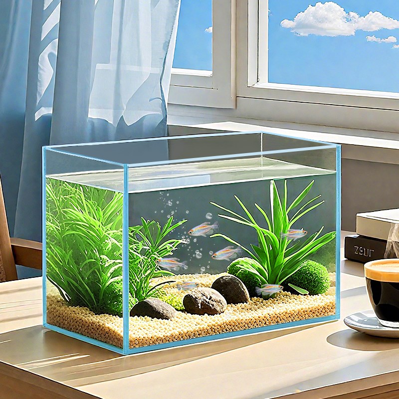 金晶超白玻璃鱼缸定制客厅家用生态裸F缸溪流缸乌龟缸长方形水族