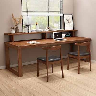 纯实木书桌家用双人电脑桌学生写字桌靠窗长条桌大板桌简约工作台