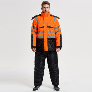 船员工作服男 套装 冬季 防水棉服洗车防寒加厚加绒棉袄冷库棉衣棉裤