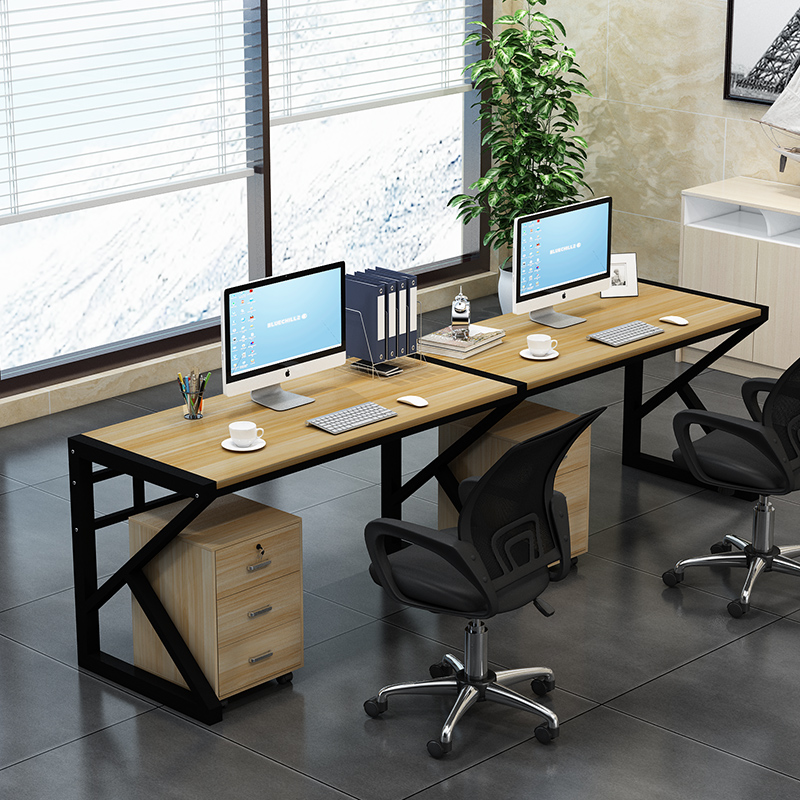 职员组合并排两三人单双人位电脑桌办公桌单排台式桌横连一体靠墙