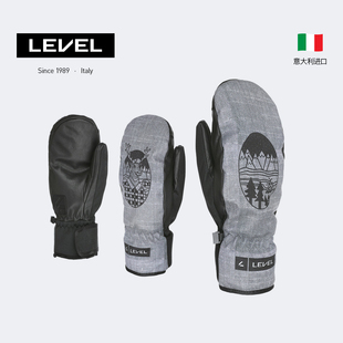 LEVEL进口防水保暖时尚印花简约耐磨皮革单板滑雪手套2375UM