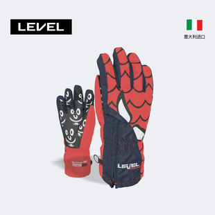 LEVEL进口保暖防泼水蜘蛛侠印花小儿童双板滑雪运动手套4146JG