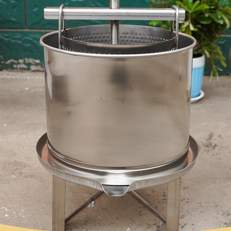 压蜜机新款不锈钢榨蜜机小型家用C榨蜡机蜂蜜压糖机榨酒防溅外桶