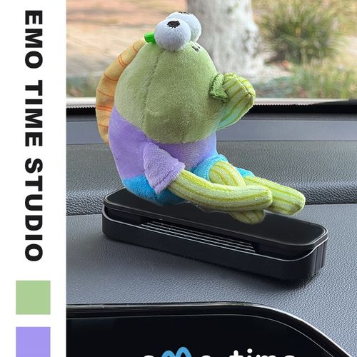 emo 比奇堡呆呆鱼挪车电话牌可C爱毛绒临时停车号码车载汽车摆件