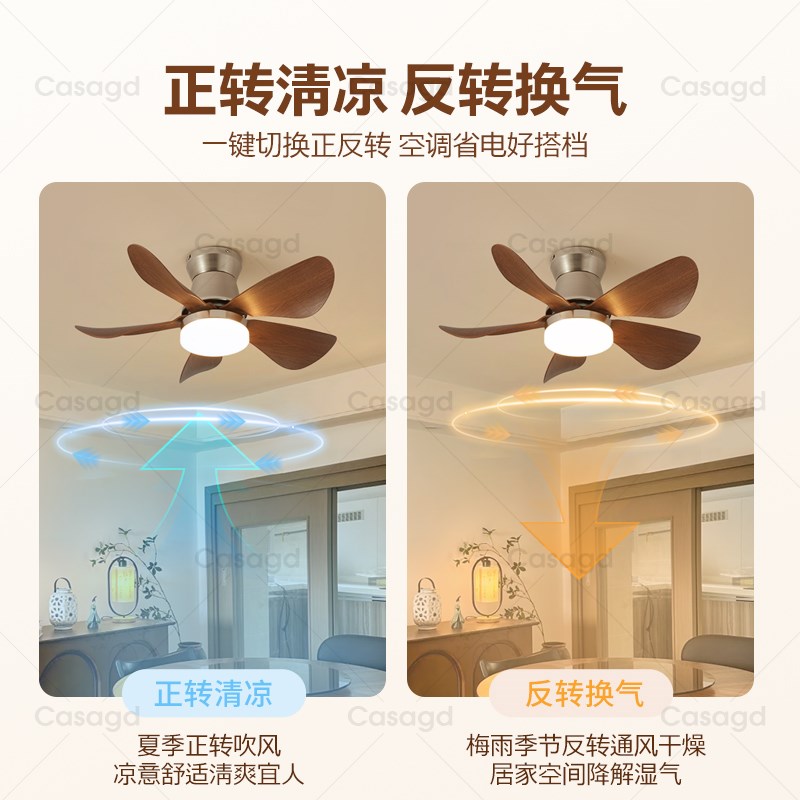 中古风古铜色风扇吸顶灯胡桃木色吊扇灯北欧K卧室灯书房餐厅灯cas