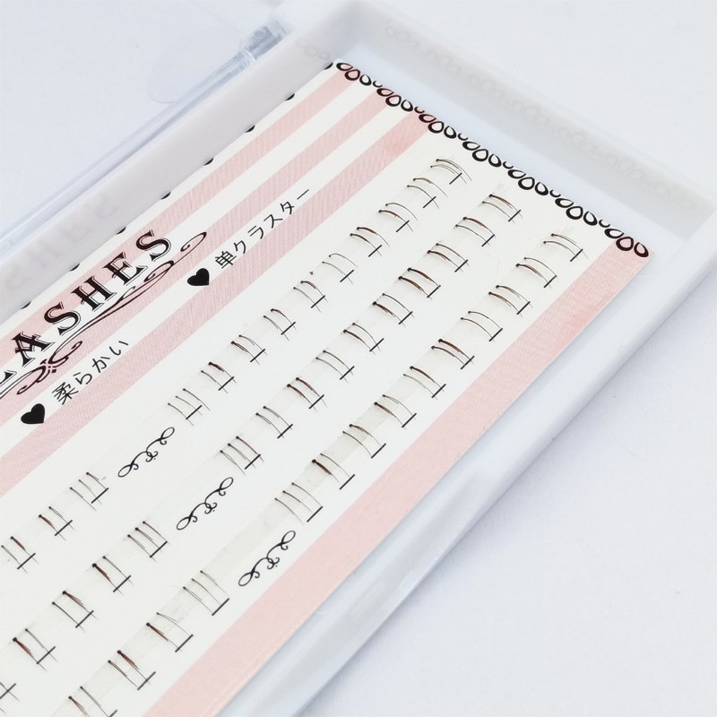 假睫毛下睫毛焦糖色02/黑色01分段G单簇自然款手工磨尖透明梗懒人