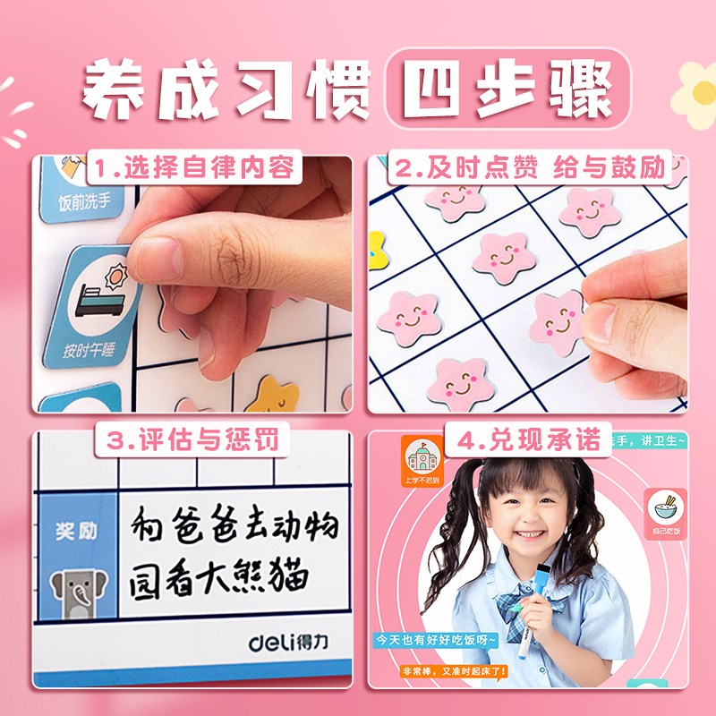 儿童成长自律表磁性墙贴奖励贴纸积分小学生家用记录A时间管理好