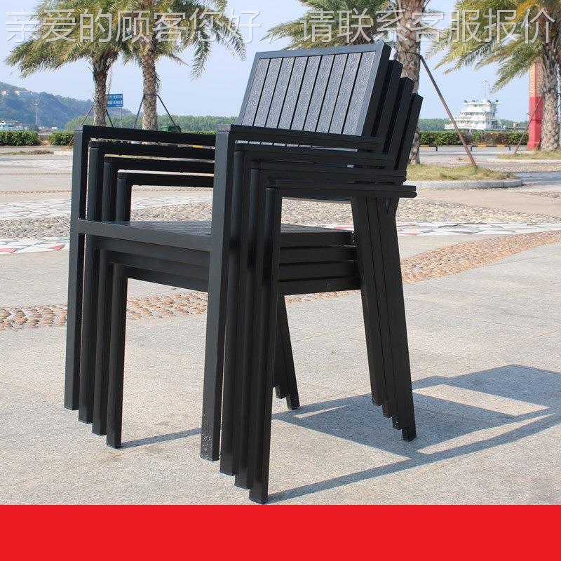 户外塑木椅阳台庭院摆休椅闲长桌椅商业街奶印油塑木茶店咖啡厅外