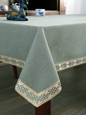 轻奢正方形桌布布艺新中式长方形茶几桌布棉麻风格会议室桌布高端