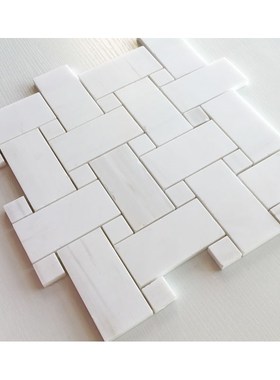 白色石材马赛克瓷砖天然大理石星白浴室卫生间厨房艺术砖墙贴编织