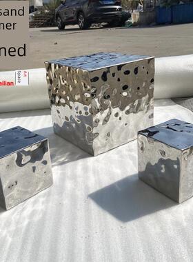 高端轻奢不锈钢几何水波纹落地式装饰饰品酒店金属抽象广场艺术雕