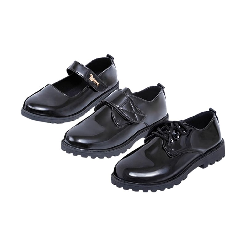 儿童皮鞋黑色男童软底女q童校园演出英伦风公主礼仪银色合唱表演