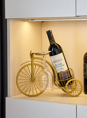 铁艺红酒架摆件轻奢高档客厅酒柜装E饰品家居玄关餐边桌电视柜摆