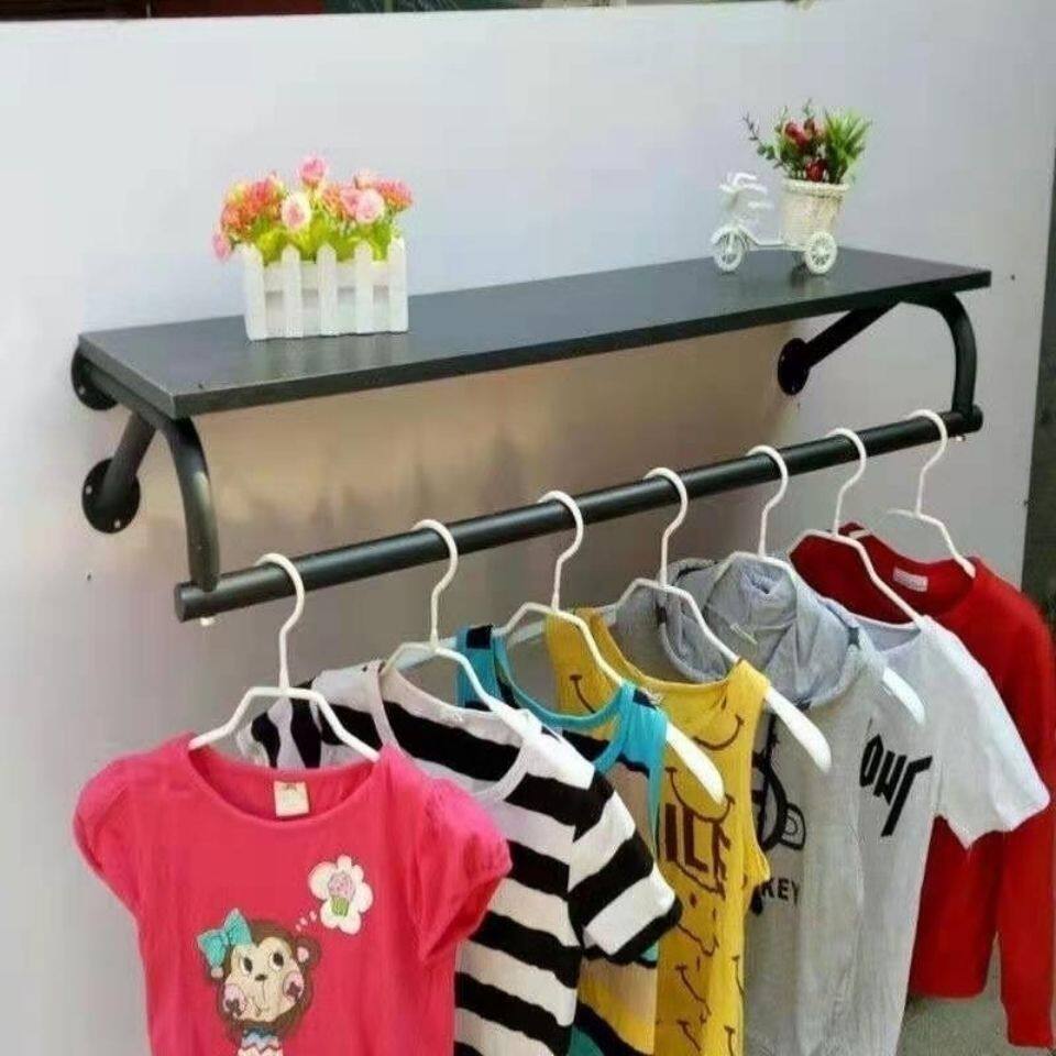 铁艺上墙服装货架童装店服装架上墙衣架正侧挂衣服架组合挂衣杆子