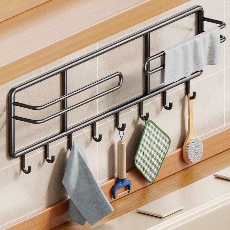 抹布沥水架厨房置物n架壁挂式洗碗布毛巾收纳架卧室门后挂衣架子