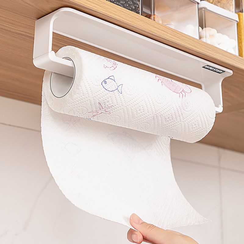 厨房用纸纸巾架免打孔橱柜架子y日式挂卷纸置物架吸油保鲜膜收纳