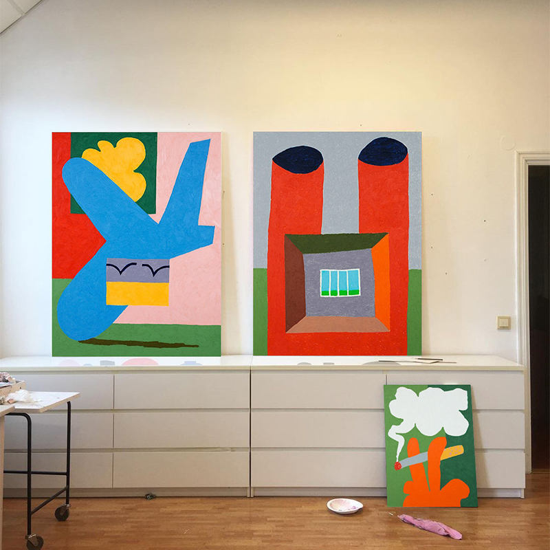 懒伞画廊北欧风趣味玄关装饰画创意客厅柜台壁挂画抽象Z色块艺术图片