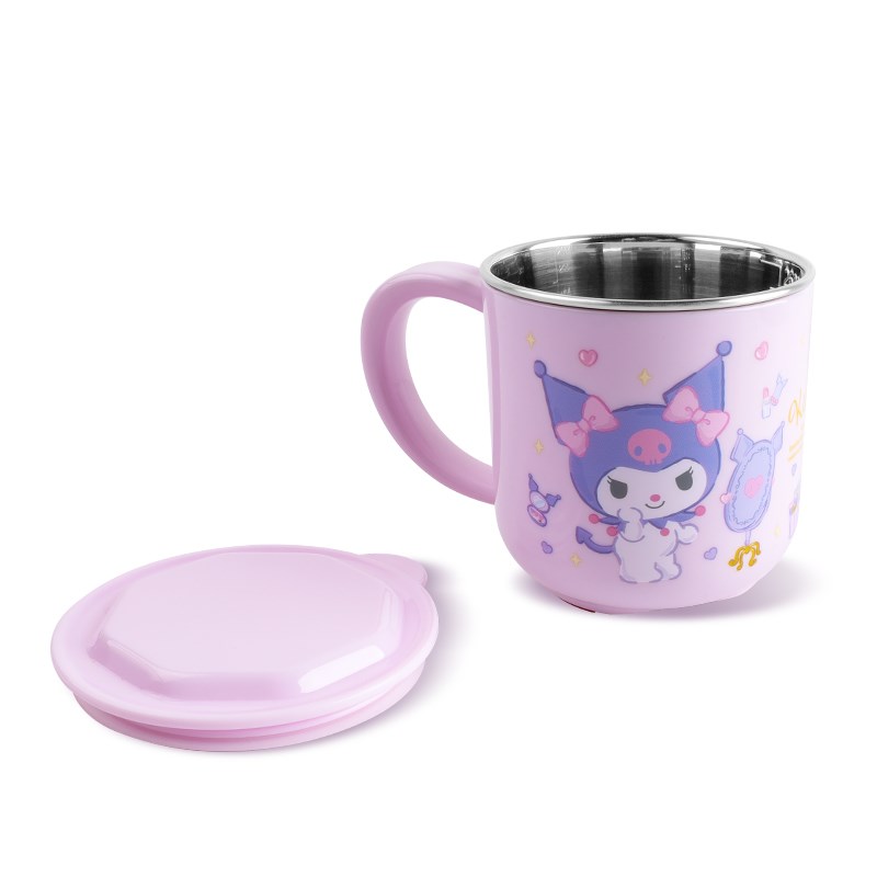 酷洛米牛奶杯宝i宝喝水杯防摔儿童水杯家用吸管杯子不锈钢学饮杯