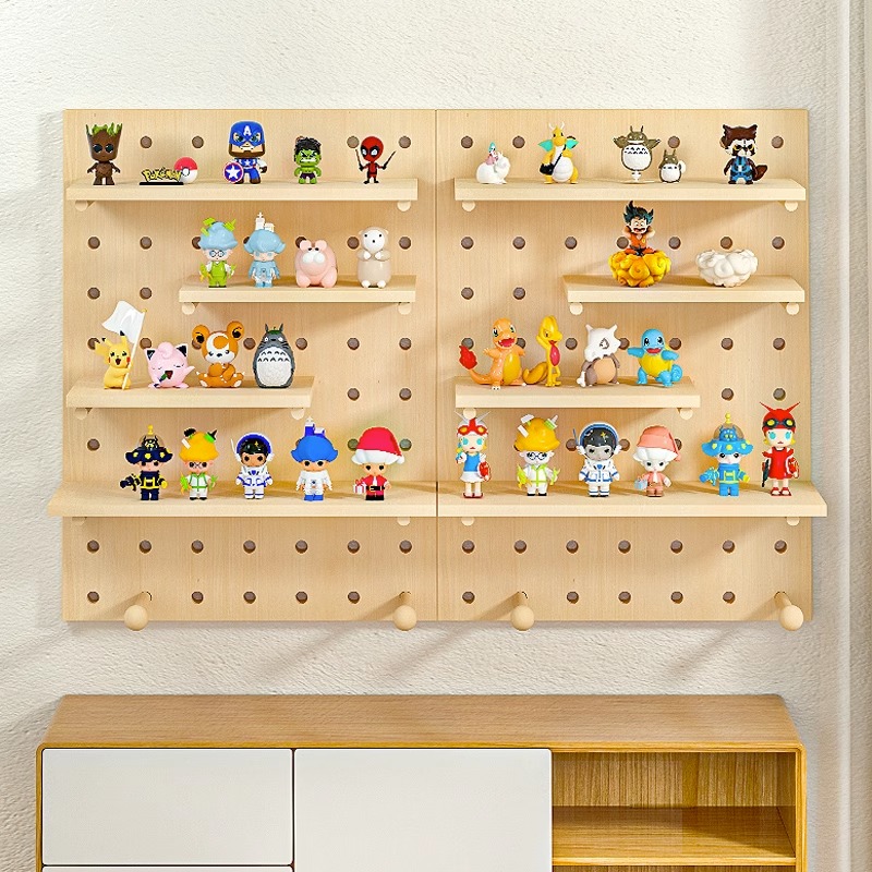 定制实木质洞洞板墙上置物架书桌面展示架墙壁挂板收纳层.架墙面