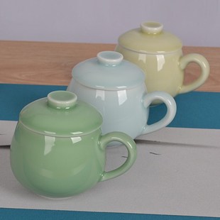 精品青瓷a茶杯家用马克杯鼓杯陶瓷办公杯情侣杯咖啡杯子泡茶水杯