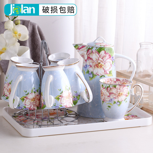 杯子套装 茶杯陶瓷杯客厅用水杯骨瓷杯凉水壶礼 家用f欧式 茶具套装