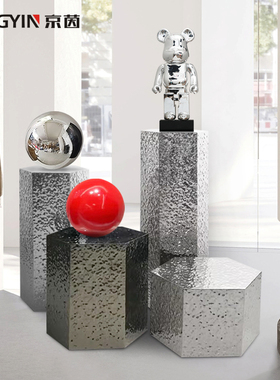 展厅艺术展示架样板房店铺装饰品底座基座摆台不锈钢雕塑落地摆件