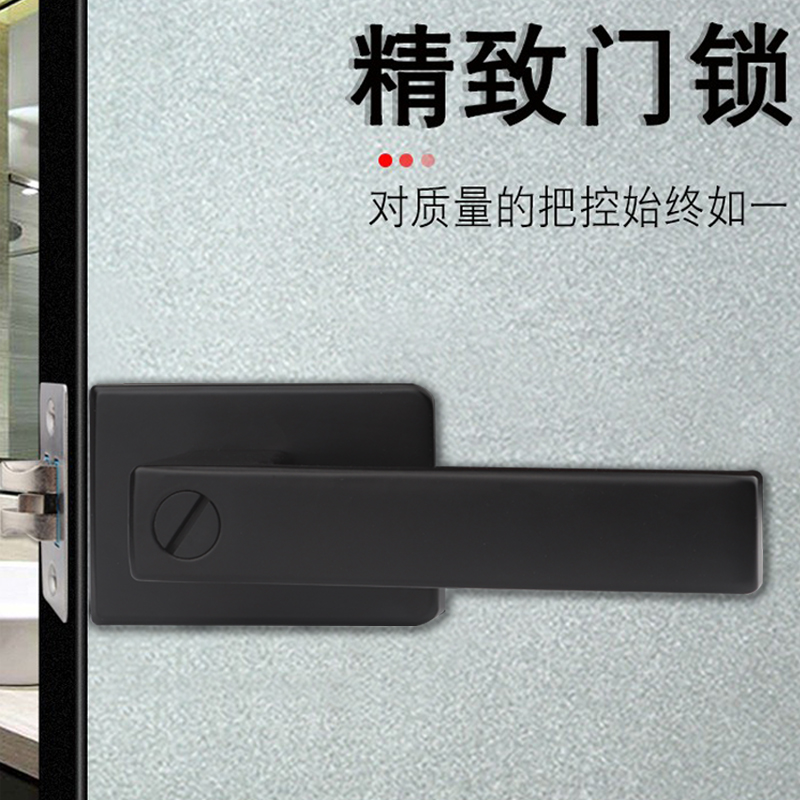 通用执手平开玻璃门锁钛铝合金锁卫生间1618极窄边框极简厨房金色
