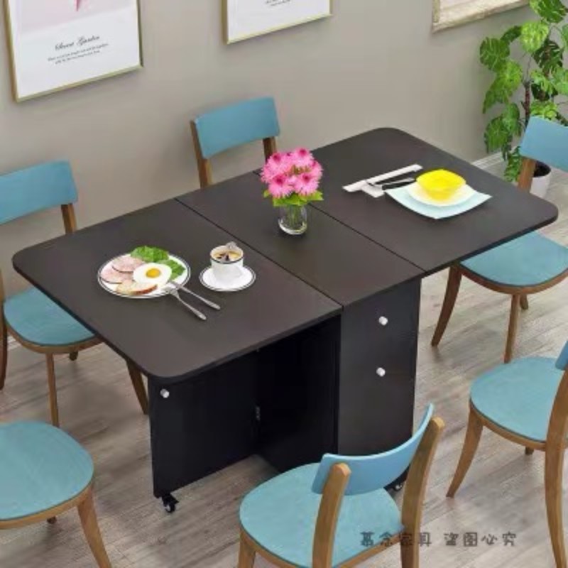 简易折叠桌餐桌i小户型家用4-6人可折叠多功能简约饭桌收纳长方形