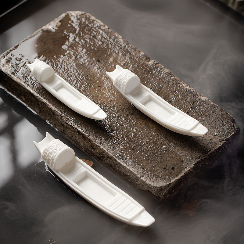 陶瓷小船摆件古代渔船微s景观造景摆设桌面假山流水鱼缸盆景装饰