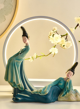 中式创意摆件家居客厅桌面酒柜玄关装饰品艺术P高级感古风仕女摆